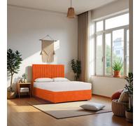 Knight Sleep Emily Orange Plush 4Ft6 Bed Set With Orthopaedic Mattress, No Drawers & 24"headboard - Double