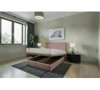 Knight Sleep Emily Ottoman Bed Pink Plush 4Ft6 With Mattress & 24"headboard - Double