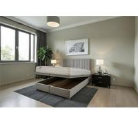 Knight Sleep Emily Ottoman Bed Silver Plush 4Ft With Mattress & 24"headboard - Small Double