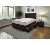 Knight Sleep Emily Plush Bed Set With Mattress, 2 Drawers Same Side & 24"Headboard in Aubergine | Size: Double Knight Sleep Aubergine Double