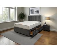 Knight Sleep Emily Plush Bed Set With Mattress, 2 Drawers Same Side & 24"Headboard in Grey | Size: Small Single Knight Sleep Grey Small Single