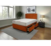 Knight Sleep Emily Plush Bed Set With Mattress, 2 Drawers Same Side & 24"headboard In Orange Orange
