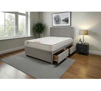 Knight Sleep Emily Plush Bed Set With Mattress, 2 Drawers Same Side & 24"Headboard in Silver | Size: King Knight Sleep Silver King
