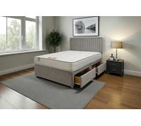 Knight Sleep Emily Silver Plush 2Ft6 Bed Set With Mattress, 2 Drawers Same Side & 24"headboard - Small Single