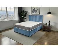 Knight Sleep Emily Sky Plush 3Ft Bed Set With Orthopaedic Mattress, No Drawers & 24"headboard - Single