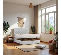 Knight Sleep End Opening Ottoman Bed Silver Plush 4Ft With Mattress & 24"headboard - Small Double