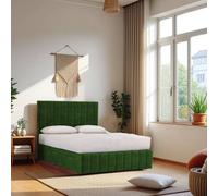 Knight Sleep Paris Bed & Mattress, 2 Drawers Same Side & 24"Headboard+12"Footboard in Emerald | Size: Super King