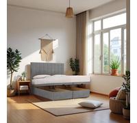 Knight Sleep Paris End Opening Ottoman & Orthopaedic Mattress + 24" Headboard in Silver | Size: Small Double