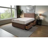 Knight Sleep Sarah Plush Bed Set With Mattress, 2 Drawers Same Side & 24"Headboard in Chocolate | Size: King Knight Sleep Chocolate King
