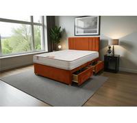 Knight Sleep Sarah Plush Bed Set With Mattress, 2 Drawers Same Side & 24"headboard In Orange Orange