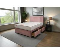 Knight Sleep Sarah Plush Bed Set With Mattress, 2 Drawers Same Side & 24"headboard In Pink Pink