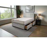 Knight Sleep Sarah Plush Bed Set With Mattress, 2 Drawers Same Side & 24"Headboard in Silver | Size: King Knight Sleep Silver King