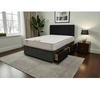Knight Sleep SKY Plush Bed Set With Mattress, 2 Drawers Same Side & 24"Headboard in Black | Size: Single Knight Sleep Black Single