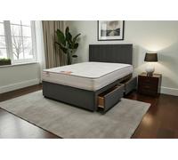 Knight Sleep SKY Plush Bed Set With Mattress, 2 Drawers Same Side & 24"Headboard in Charcoal | Size: Super King Knight Sleep Charcoal Super King