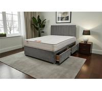 Knight Sleep SKY Plush Bed Set With Mattress, 2 Drawers Same Side & 24"Headboard in Mid Grey | Size: Super King Knight Sleep Mid Grey Super King