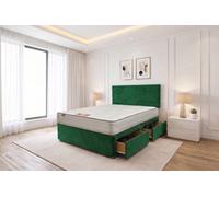 Knight Sleep York Emerald Plush 4Ft6 Hybrid Sprung Orthopaedic Divan Bed Set 4 Drawers With Upholstered Headboard - Double