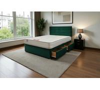 Knight Sleep York Emerald Plush 6Ft Princess Sprung Divan Bed Set With Mattress, 2 Drawers & Headboard-Super King