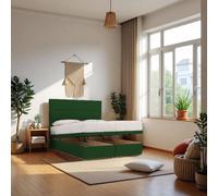 Knight Sleep York End Opening Ottoman & Orthopaedic Mattress + 24" Headboard in Emerald | Size: Small Single