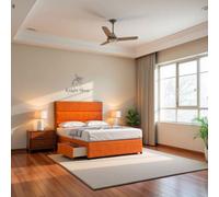 Knight Sleep York Orange Plush 4Ft Hybrid Sprung Orthopaedic Divan Bed Set No Drawers With Upholstered Headboard - Small Double