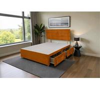 Knight Sleep York Orange Plush 4Ft6 Divan Bed Frame No Drawers With Upholstered Headboard - Double