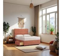 Knight Sleep York Pink Plush 3Ft Hybrid Sprung Orthopaedic Divan Bed Set No Drawers With Upholstered Headboard - Single