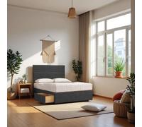 Knight Sleep York Plush Velvet Divan Storage Bed with 4 Drawers & Headboard in Grey | Size: Small Double Knight Sleep Grey Small Double