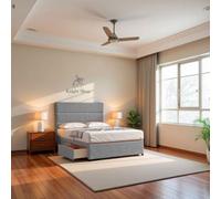 Knight Sleep York Silver Plush 4Ft Divan Bed Frame No Drawers With Upholstered Headboard - Small Double