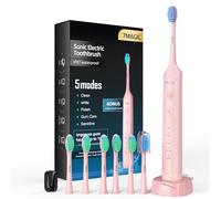 Knight Sonic Toothbrush - 3 Intensity & 5 Mode Electric, IPX7 Waterproof, 90-Day Battery, Low Noise with Timer - Pink