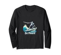 Knight Surfing Medieval Funny Design Long Sleeve T-Shirt