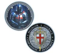 Knight Templar Challenge Coin Armor Red Cross Shield Faith and Bravery Coin Collection (Single Coin)