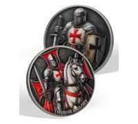 Knight Templar Coin | Antique Equestrian Design - Armor of God Medallion, Religious Red Cross Pocket Token, Collectible Gifts for Collectors, Historians, and Knight Enthusiasts