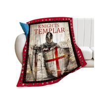 Knight Templar Crusader Warrior Blanket Motivational Templar Knights Decor Throw Blankets All Season Soft Cozy Fleece Plush Warm Flannel Bedding Blanket for Men Boys Adults Sofa Office 50"X60"