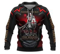 Knight Templar Hoodie for Men Fashion Casual Medieval Knight 3D Printed Long Sleeve Sweatshirt Pullover Jacket Coat