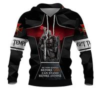 Knight Templar Hoodie for Men Fashion Casual Medieval Knight 3D Printed Long Sleeve Sweatshirt Pullover Jacket Coat