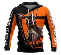 Knight Templar Hoodie for Men Fashion Casual Medieval Knight 3D Printed Long Sleeve Sweatshirt Pullover Jacket Coat