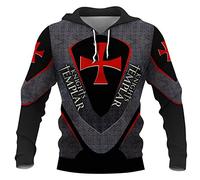 Knight Templar Hoodie for Men Fashion Casual Medieval Knight 3D Printed Long Sleeve Sweatshirt Pullover Jacket Coat