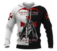 Knight Templar Hoodie for Men Fashion Casual Medieval Knight 3D Printed Long Sleeve Sweatshirt Pullover Jacket Coat
