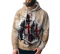 Knight Templar Hoodie Vintage Medieval Crusader Pullover Cosplay Sweatshirt Outwear Hooded Costume Jacket for Men and Women
