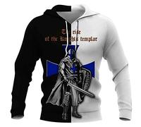 Knight Templar Hoodies for Men Retro 3D Printed Hooded Sweatshirt Pullover Jacket Knights Costume Hoody Sweatshirt