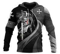 Knight Templar Hoodies for Men Retro 3D Printed Hooded Sweatshirt Pullover Jacket Knights Costume Hoody Sweatshirt