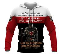 Knight Templar Hoodies Mens, Sweatshirts Medieval Crusaders Cosplay 3D Printed Long Sleeve Pullover, Knights Templar Gifts for Men (S-5XL)