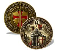 Knight Templar Prayer Coin, Put On The Whole Armor of God Knight Templar Coin, Symbol Faith & Protection Religious Collectible Coin, Religious Person Gifts (1 PCS)