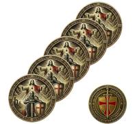 Knight Templar Prayer Coin, Put On The Whole Armor of God Knight Templar Coin, Symbol of Faith & Protection Collectible, Religious Person Gifts for Christians (5pcs)