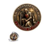 Knight Templar Prayer Coin, Sacred Guardian Commemorative, with Red Cross Shield Design, Symbol of Faith & Protection Collectible, Honor Courage Christian Gift for Collectors (B)