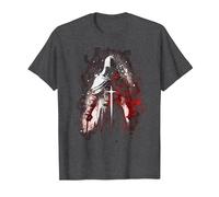 Knight Templar Temple Warrior Crusader Templar T-Shirt, Men, Dark Heather Grey, Small
