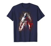 Knight Templar Temple Warrior Crusader Templar T-Shirt, Men, Navy Blue, Medium