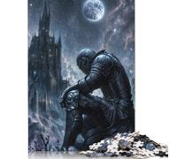 Knight Under A Full Moon Jigsaw Puzzles Puzzles for Adults Kids. 1000 Pieces Great Gifts Challenge Toy Educational Game Home Decoration for Educational Games Gifts 1000pcs (38x26cm)