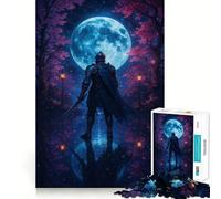 Knight Under The Moonlit Cherry Trees 1000 Piece Jigsaw Puzzle FreeTime Game Smooth Thick Fun Challenge Birthday Surprise (38x52cm)