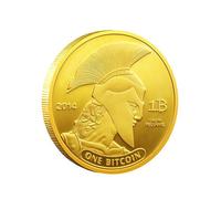Knight Warrior Commemorative Coin with Helmeted Spartan Design, 2014 Gold-Tone Collectible Coin Featuring Classical Armor Artwork, Double-Sided Metal Coin for Display and Collection, 4cm Iron Material