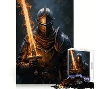 Knight with Flaming Sword 1000 Pieces Puzzles for Adults Serene Game Quality Print Pattern Build Home Display (38x26cm)